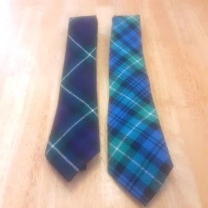 Two Clan Lamont 100% Wool Neckties, Ancient And Modern Tartans, Made In Scotland